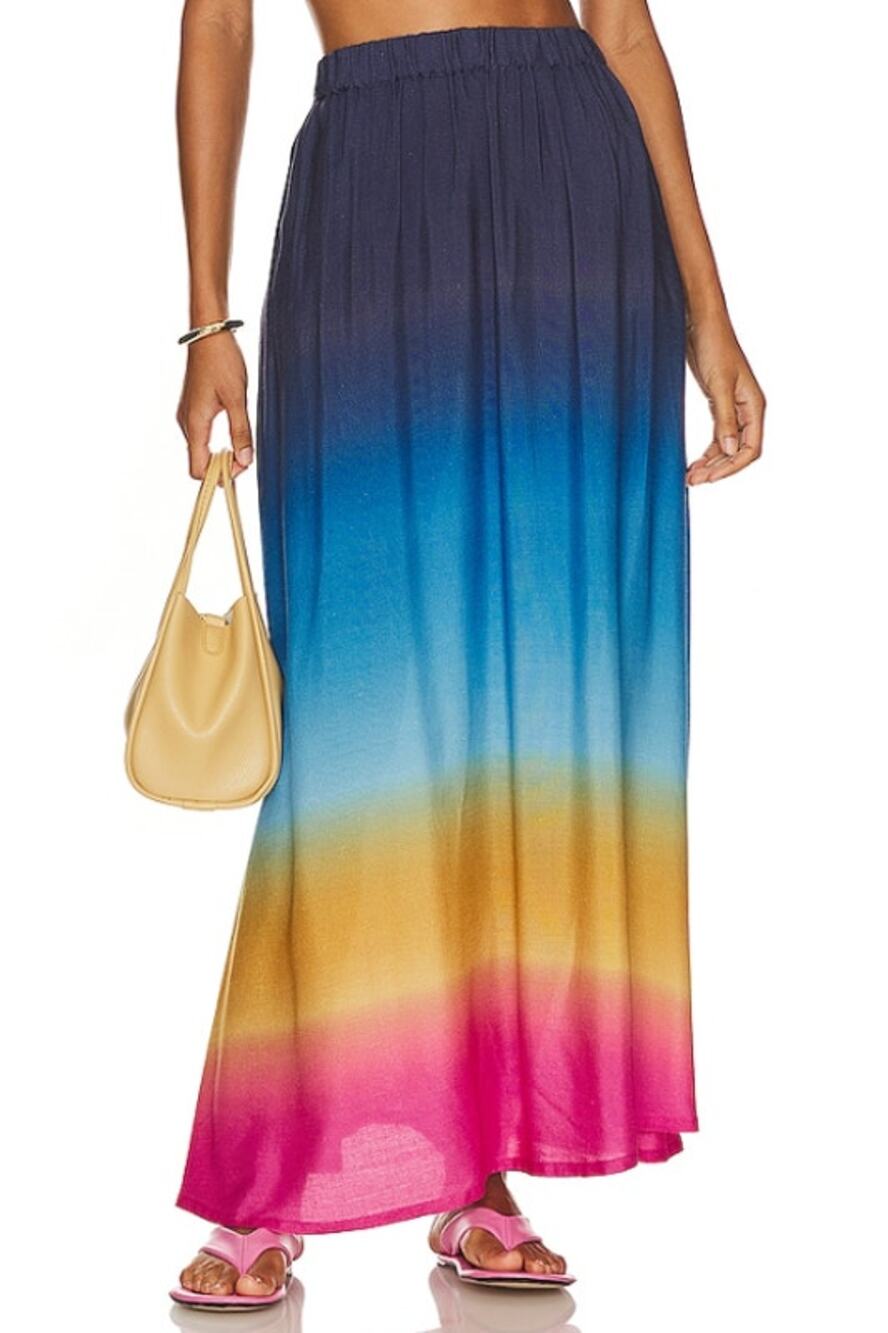 BEACH RIOT Women's Larissa Maxi Skirt Large Blue Ocean Sunset Boho Ombre NWT